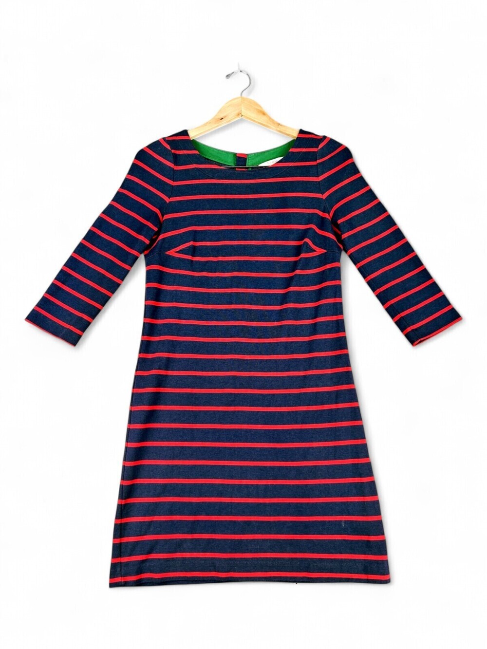 Boden Navy & Red Striped Shift Dress Sz 6 3/4-Sleeve